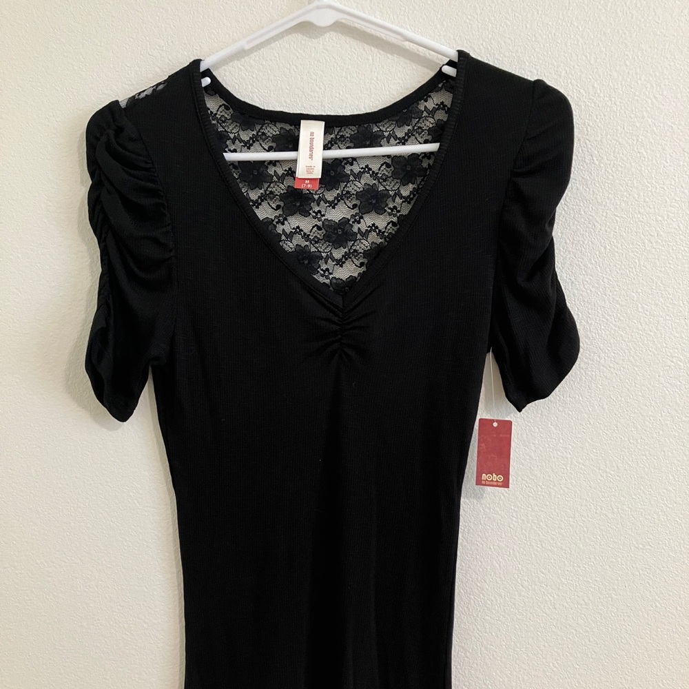 No Boundaries v-neck tee with lace back